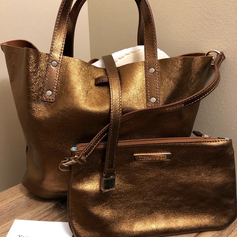 Tiffany Genuine suede leather Tote with wristlet